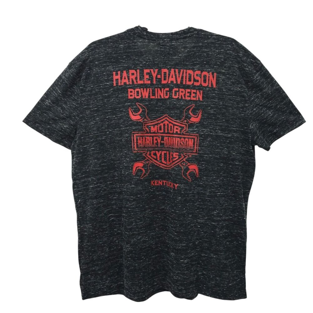 Harley Davidson T Shirt Mens XL Double Sided 2019 Skeleton Biker Bowling Green - Picture 2 of 16